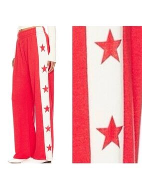 Lauren Moshi Tawny Stars red Wide-Leg Track Pants with Bone Star Stripe